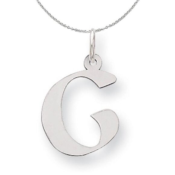 Silver Karlie Collection Block Initial Charm Letter G Necklace - 24 In